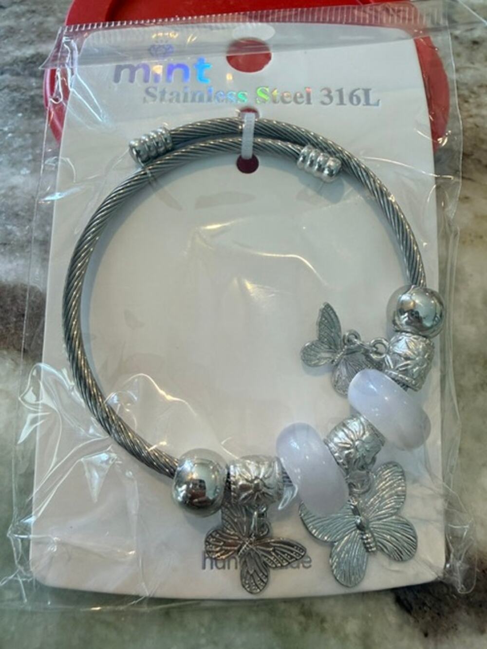 The "Aruba" Flutter Charm Bracelet - Stainless Steel and Adjustable